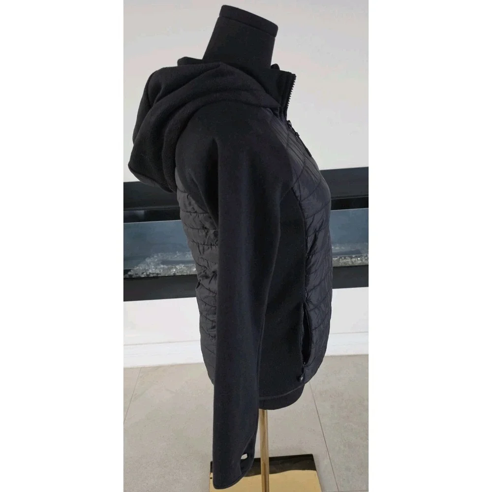 Athleta Girl Black Puffer Jacket Hooded Quilted Back To School XL 14 Thumbholes